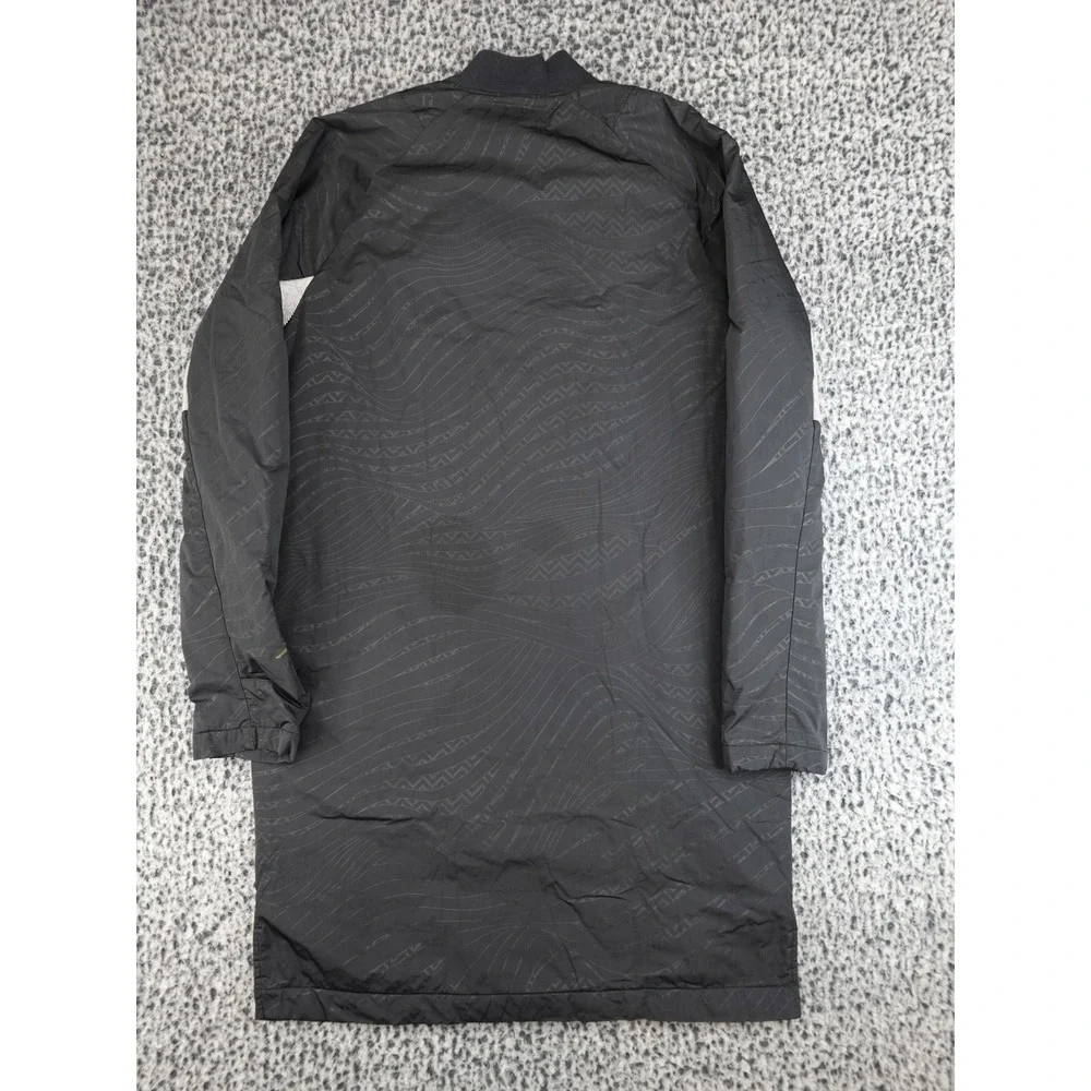 Jordan Long‎ Bomber Jacket Mens M Black Geometric Insulated Parka Gold Logo